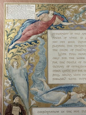 Lot 1374 - Manner of Walter Crane (1845-1915) watercolour and gilt illumination