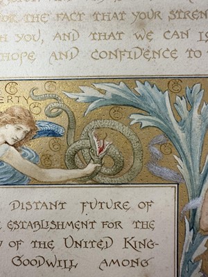 Lot 1374 - Manner of Walter Crane (1845-1915) watercolour and gilt illumination