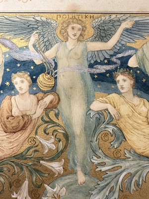 Lot 1374 - Manner of Walter Crane (1845-1915) watercolour and gilt illumination