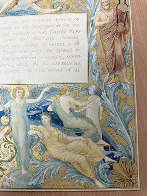 Lot 1374 - Manner of Walter Crane (1845-1915) watercolour and gilt illumination