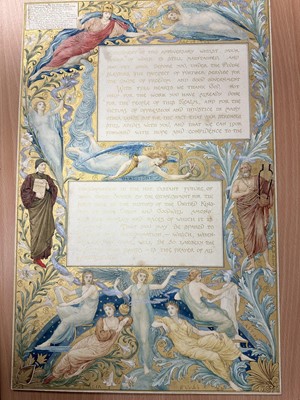 Lot 1374 - Manner of Walter Crane (1845-1915) watercolour and gilt illumination