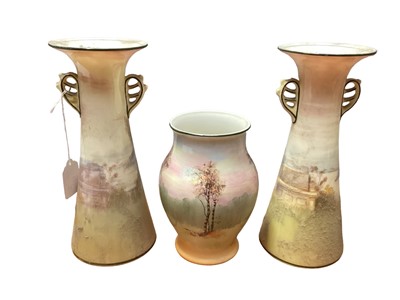 Lot 1168 - Pair of Royal Doulton series ware vases - Romeo and Juliet, together with another Royal Doulton vase