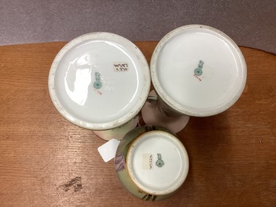 Lot 1168 - Pair of Royal Doulton series ware vases - Romeo and Juliet, together with another Royal Doulton vase