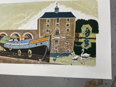 Lot 271 - Penny Berry Paterson (1941-2021) signed colour linocut print - 'Custom House Peterborough', 20/22, 51cm x 82cm, framed