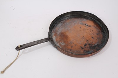 Lot 640 - 19th century copper pan with engraved ducal cypher