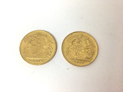 Lot 420 - G.B. - Contemporary jewellers copies of gold half Sovereigns dated 1914 x 2 (2 coins)