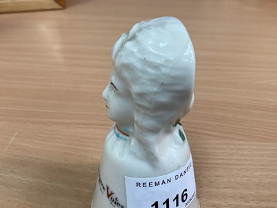 Lot 1116 - Colchester & Suffragette Interest- scarce Carlton China crested ware table bell, captioned Votes for Women, she shall have votes, retailed by Sand & Son, High Street Colchester