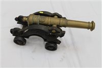 Lot 2526 - Decorative brass signalling cannon on iron...