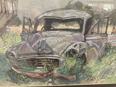 Lot 290 - Ian Hay, pastel scrapyard, signed, together with a watercolour by Lloyds Butler