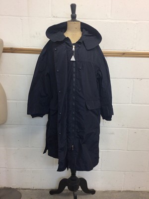 Lot 2071 - Women's Barbour Wootton quilt jacket ,size 18, Moncler navy mac, Fachs Schmitt new with tags navy mac,size 18 and navy trench cost style mac, size 14.