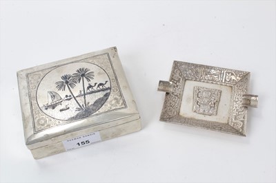 Lot 155 - 20th century Middle Eastern silver cigarette box of rectangular form, with hinged cover