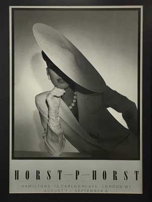 Lot 164 - Horst-P-Horst fine art exhibition poster, for the exhibition of German-American fashion photographer Horst P. Horst, 1906-1999. Hamiltons 13 Carlos Place London, August 1 - September 6th 1990. Fram...