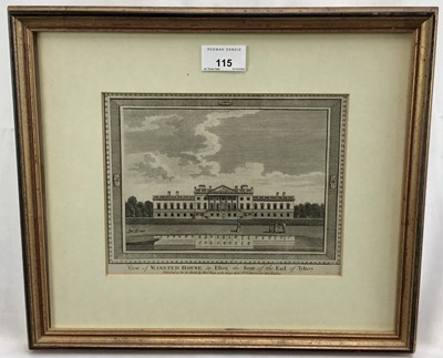 Lot 115 - 18th century engraving, “View of Wansted House in Essex, the seat of the Earl of Tylney”. Framed. 16.5x21.5cm