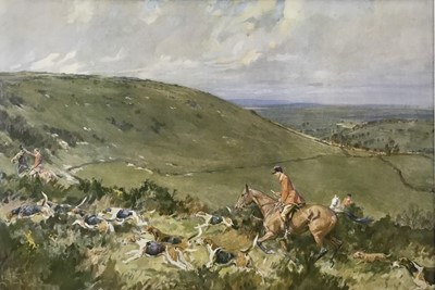 Lot 159 - Lionel Edwards, lithograph. Hunting scene. Framed. 32.5x48cm
