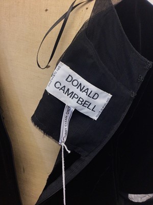 Lot 2074 - Designer Stuart Parvin Corture, three silk/cotton day dresses. Four evening dresses and one polka dot dress by Donald Campbell and polka dot dress by Paul Smith. Plus a studded suede YSL belt.