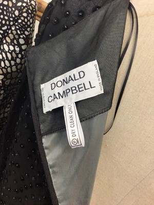Lot 2074 - Designer Stuart Parvin Corture, three silk/cotton day dresses. Four evening dresses and one polka dot dress by Donald Campbell and polka dot dress by Paul Smith. Plus a studded suede YSL belt.