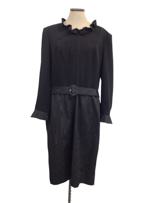Lot 2074 - Designer Stuart Parvin Corture, three silk/cotton day dresses. Four evening dresses and one polka dot dress by Donald Campbell and polka dot dress by Paul Smith. Plus a studded suede YSL belt.