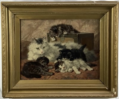 Lot 188 - Early 20th century Pears print of happy mother and four kittens. By Henriette Ronner-Knip (Dutch 1821-1909). Gilt frame. 34.5x44cm