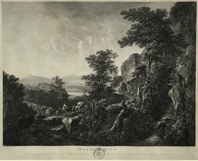 Lot 193 - Pair of 18th century engravings, engraved by W. Byrne & J. Schuman. “Morning” and “Evening”. Published July 1794 by Darling & Thompson, London. Framed. 45x56cm