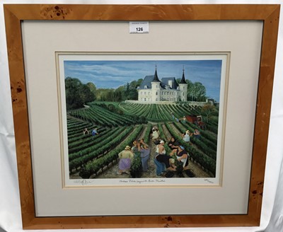 Lot 126 - Margaret Loxton, British b.1938. Limited edition lithograph, “Chateau Pichon - Longueville - Baron, Pauillac”, signed lower left, numbered 431/950 lower right. Certificate of authenticity attached...