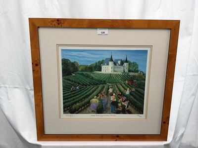 Lot 126 - Margaret Loxton, British b.1938. Limited edition lithograph, “Chateau Pichon - Longueville - Baron, Pauillac”, signed lower left, numbered 431/950 lower right. Certificate of authenticity attached...