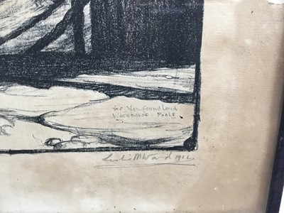 Lot 95 - Leslie Moffat Ward (British 1888-1978) two signed prints “The Newfoundland Warehouse, Poole” and “The Harbour Office, Poole”. Both signed and dated in pencil, 1911. Framed. 40.5x31cm