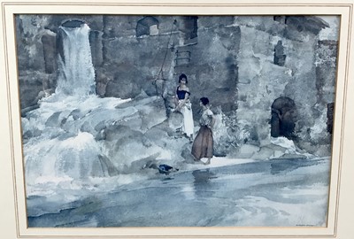 Lot 128 - William Russell Flint (Scottish 1880-1969) print - washing linen in a stream, framed, 23.5x33cm