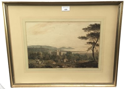 Lot 123 - Nicholas Pocock, British 1740-1821. Watercolour. Mount titled “Avonmouth and Severn Estuary”. Initials and dated 1789 lower right. Framed and mounted. Overall including frame 45x57cm