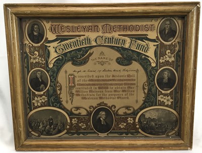Lot 109 - Victorian 19th century Wesleyan Methodist, Twentieth Century Fund certificate. Signed to Hugh H Evans, 17 Station Road, Talysarn. John Hugh Evans, 1833-1886, was a Wesleyan Minister being admitte...