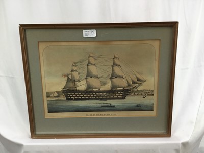 Lot 113 - Pair of 19th century coloured engravings, HMS Impregnable. One engraving dated 1879. Framed and mounted. Overall including frame 36.5x46cm