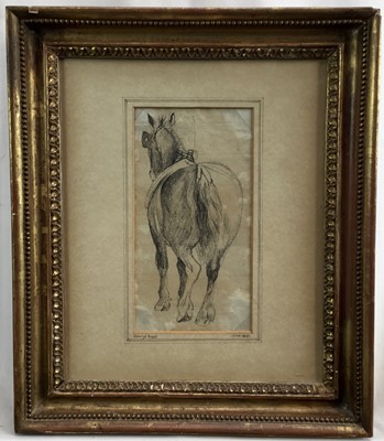 Lot 173 - George Frost, 1754-1821, British (Ipswich, Suffolk) 1754-1821. Charcoal or graphite study of a horse on laid paper. In 19th century gilt frame and mounted. Overall including frame 34.5x29.5cm