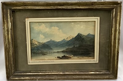Lot 98 - Inscribed to JH Capper, 19th century British School. Watercolour, titled to mount “Llanberis Lake & Dolbadarn Tower”, Snowdonia. Framed and mounted. Overall including frame 17.5x25cm