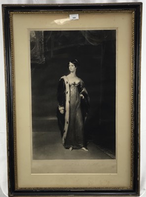 Lot 165 - 19th century engraving. Georgina Elizabeth Duchess of Newcastle, 1789-1822. Engraved by S.W. Reynolds, published by William Welton, July 1825. Mounted in period gilt and ebonised Hogarth frame. Ove...