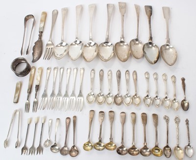 Lot 163 - Selection of Georgian and later silver flatware