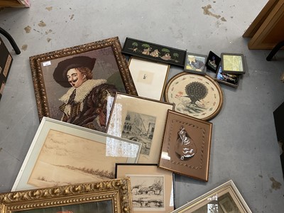 Lot 485 - Group of mixed pictures and prints to include tapestries and etchings.