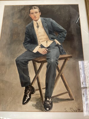 Lot 297 - S. Shelton - Early 20th Century watercolour in glazed frame - Portrait of a gentleman