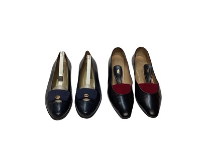 Lot 2085 - Gucci - two pairs of women's leather shoes, one with Gucci logo on front trim, both size 36