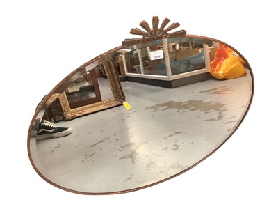 Lot 1404 - Oval bevelled wall mirror in copper frame, 76.5cm x 56cm