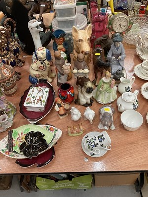 Lot 487 - Collection of Lladro figures, Sylvac dogs, Carlton Ware dishes etc.