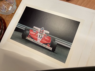 Lot 494 - Group of unframed prints of classic cars including Ferrari's, Aston Martin and Lotus cars.