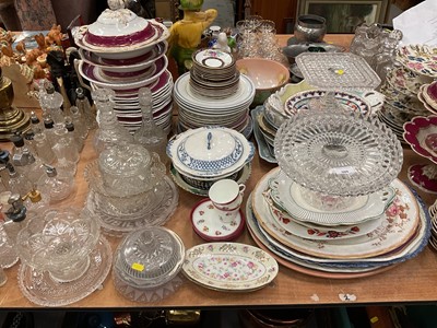 Lot 500 - Collection of 19th century and later ceramics to include desert services, pressed glass items and meat plates.