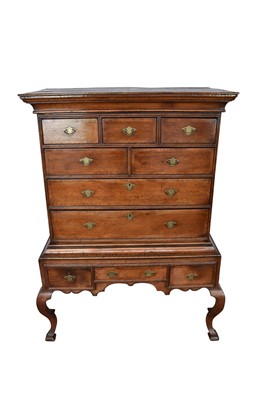 Lot 1267 - Early 18th century oak and crossbanded chest on stand