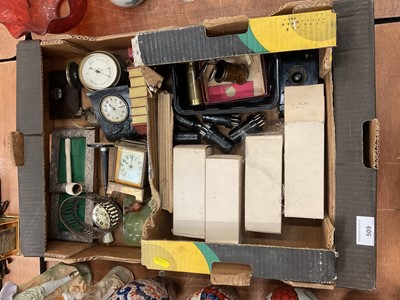 Lot 509 - Group of mixed items to include carriage clock, white metal frames, green onyx ashtray