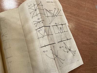 Lot 1457 - The Doctrine of Proportion, Arithmetical and Geometrical, J Nourse, 1763, bound with The Elements of Geometry, and The Young Gentleman's Trigonometry, Mechankicks, and Opticks, in three parts, Edwa...