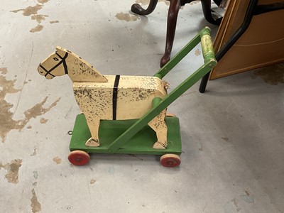 Lot 520 - Vintage scratch built horse on wheels.