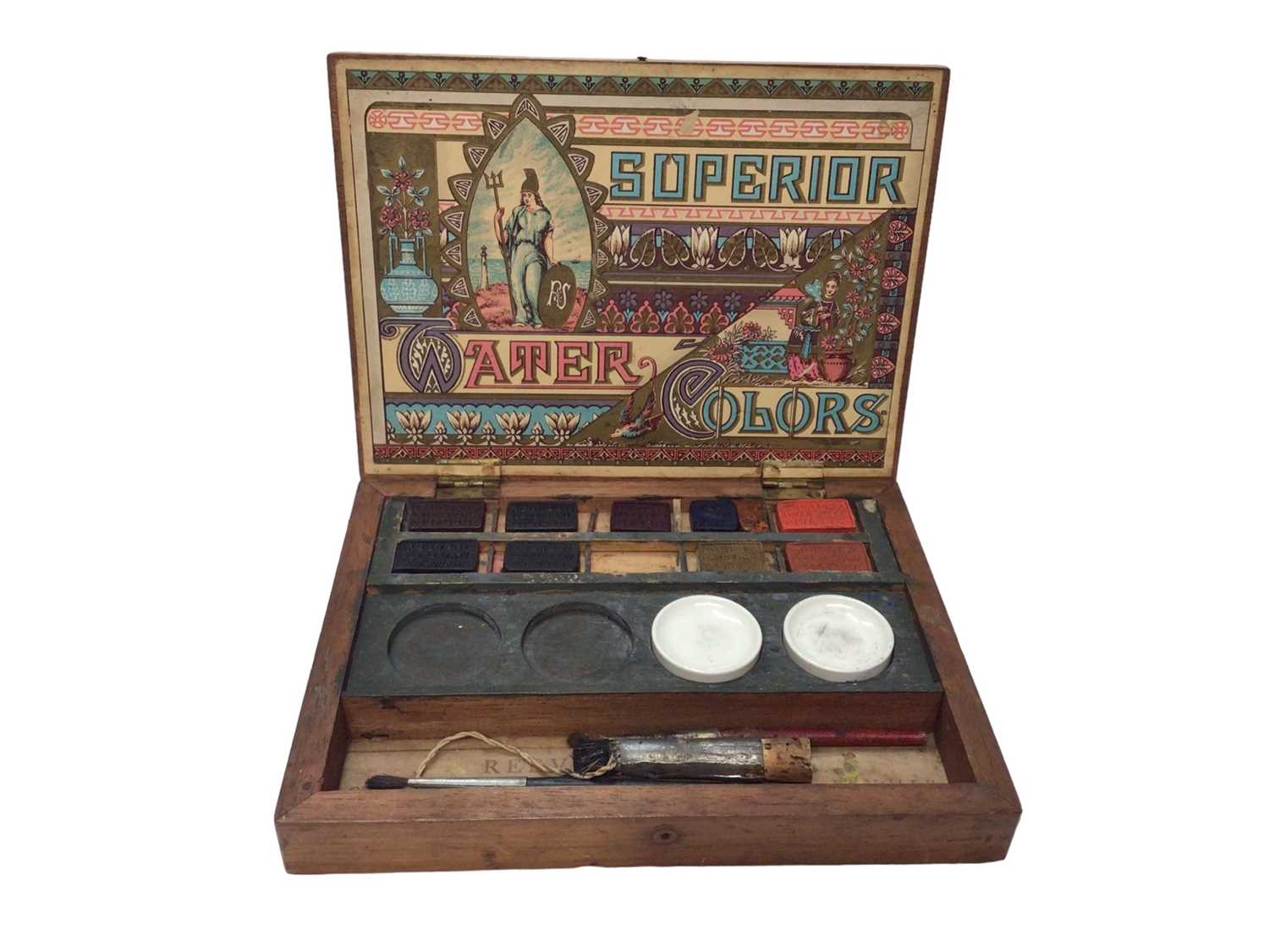 Lot 2418 - Reeves 'Superior Watercolors' paint box with several original tablets