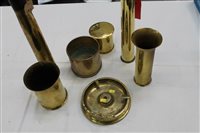 Lot 2580 - Collection of brass trench art vases and other...