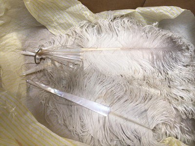 Lot 2113 - 1930's Ostrich feather cape and two fans.