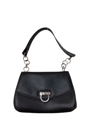 Lot 2088 - Salvatore Ferragamo black leather handbag BW-21 5320, width 25cm, heigth 19 cm ,depth 8cm approximately, all taken at the widest part.