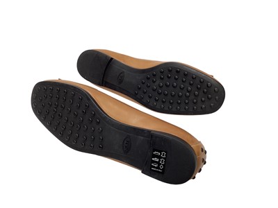 Lot 2094 - Tod's women's shoes, including leather loather shoes, two pairs, size 35 1/2 and 6 both in dust bags, studded black velvet flat pair, size 36 in dust bag and a boxed pair of dark brown suede ankle...